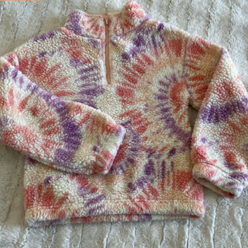 Colorful Tie-Dye kids Fleece Pullover